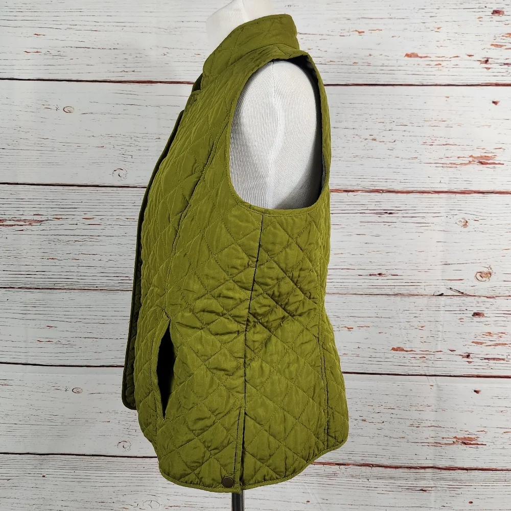 J. JILL Green Quilted Button Up Women's Vest Medium Petite - Picture 4 of 6